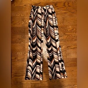 Zara Wide Leg Stylish Brown and Black Patterned Print Pants